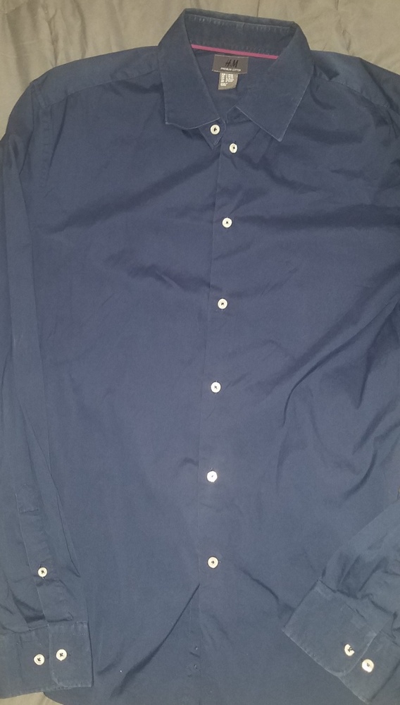 NEW H&M Navy Button-Down Dress Shirt L